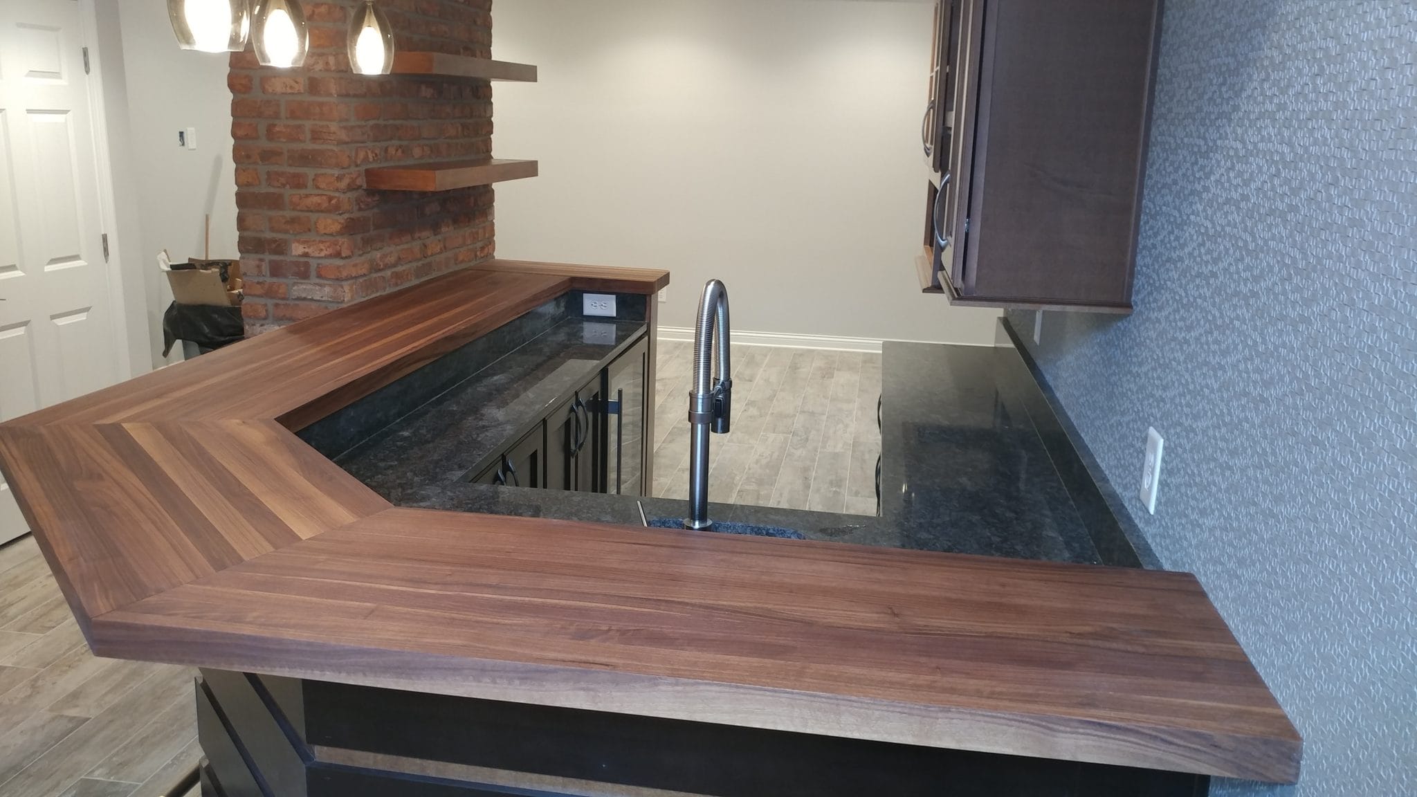 Walnut butcher block countertop, 2-inch thick with Rubio Monocoat oil finish