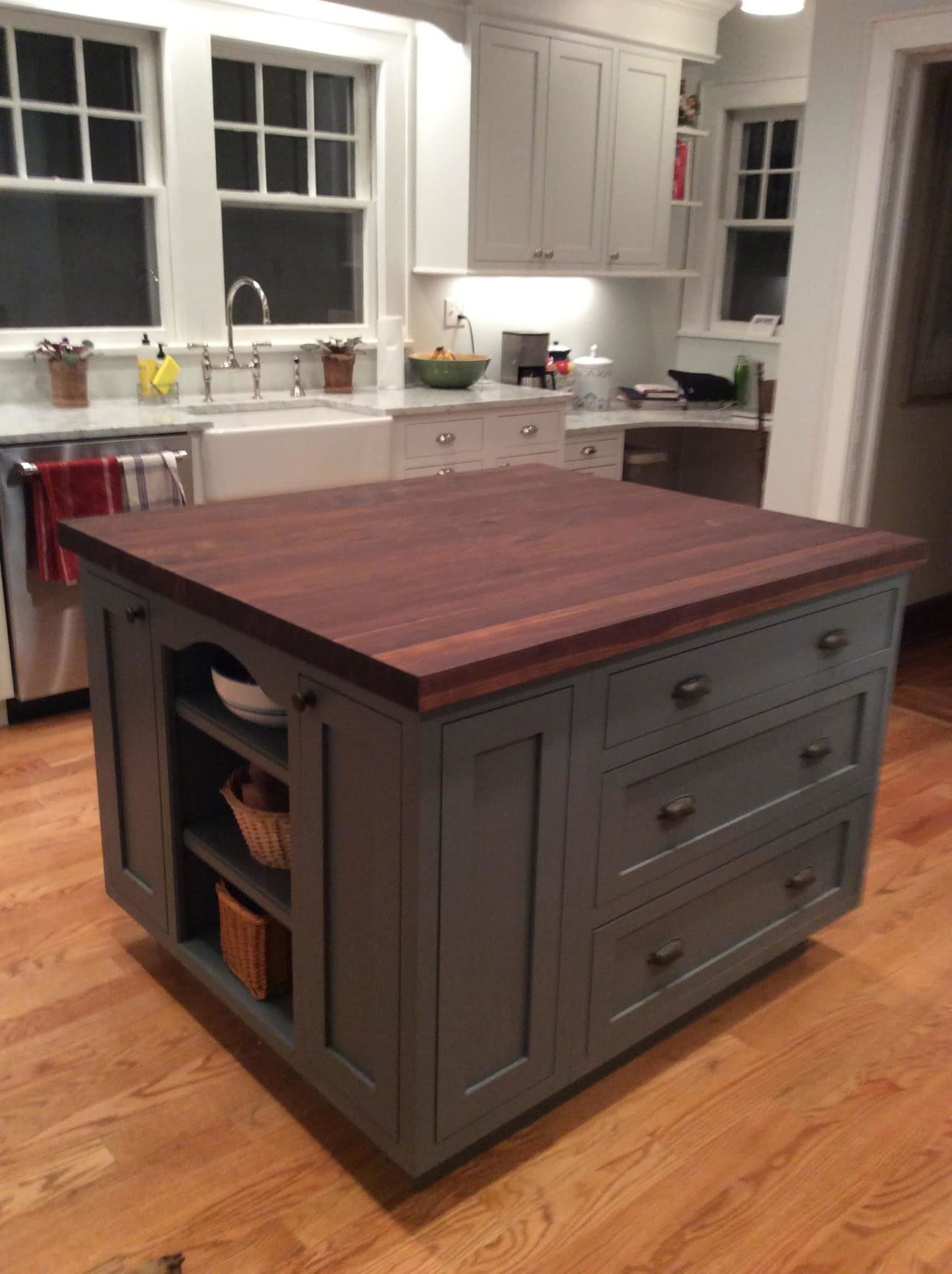 Walnut butcher block island countertop by Walnut Wood Works